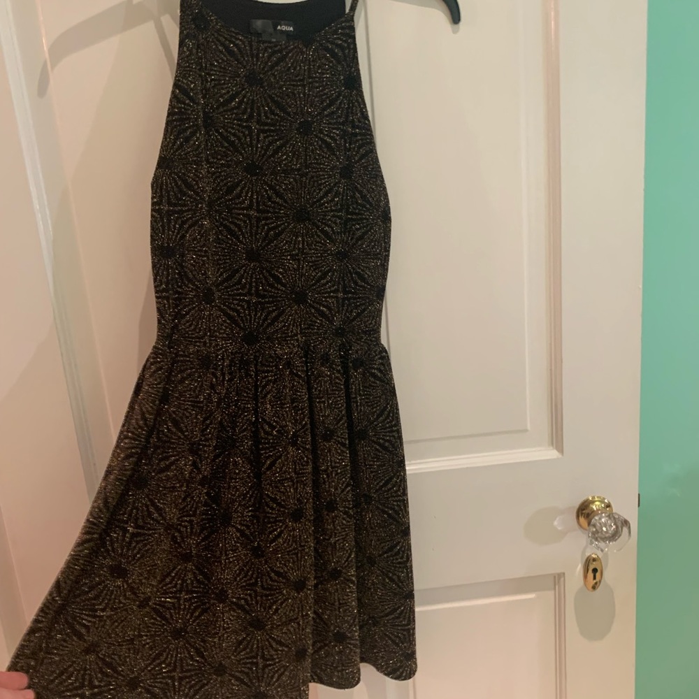 Sparkly/shimmery gold and black halterneck dress